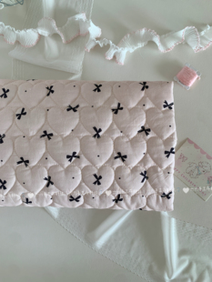 全棉印花爱心绗棉布料ins蝴蝶结点点面料家居服发饰童装包包diy布