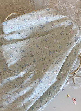 全棉双层纱布料可爱清新海洋贝壳家居服发饰童装睡衣发圈diy布料