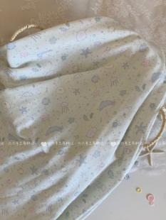 全棉双层纱布料可爱清新海洋贝壳家居服发饰童装睡衣发圈diy布料