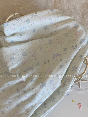 全棉双层纱布料可爱清新海洋贝壳家居服发饰童装睡衣发圈diy布料