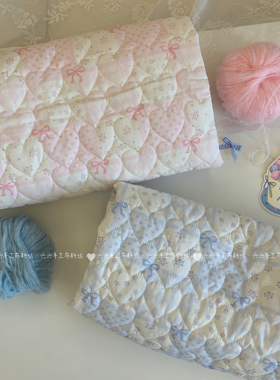 全棉印花爱心绗棉布料碎花格子蝴蝶结面料家居服发饰童装包包diy