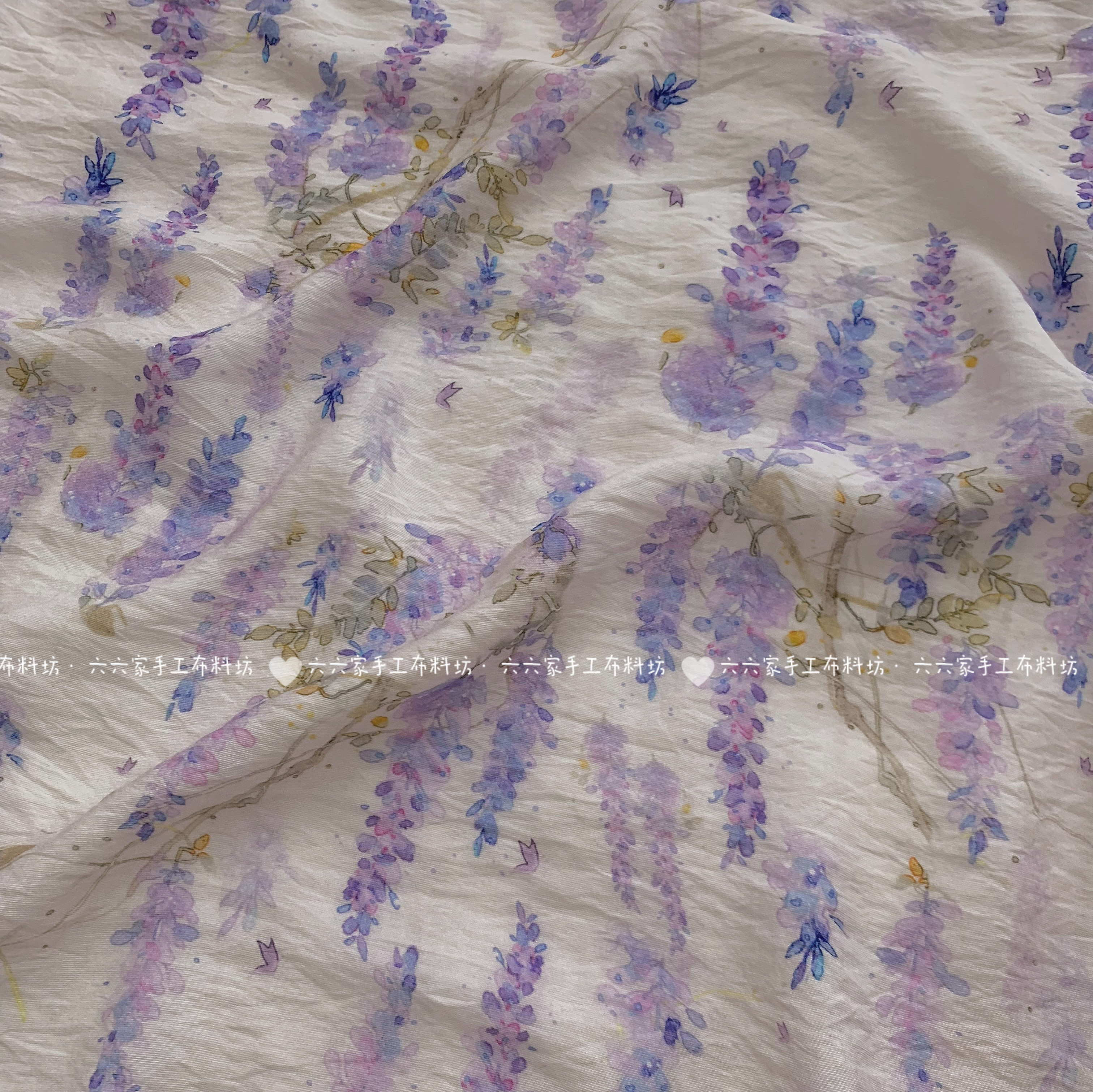 天丝麻印花面料新中式复古风国风紫藤花连衣裙女装旗袍布料,居家布艺,海绵垫/布料/面料/手工diy,淘宝优惠券,粉丝福利购,淘宝优惠卷