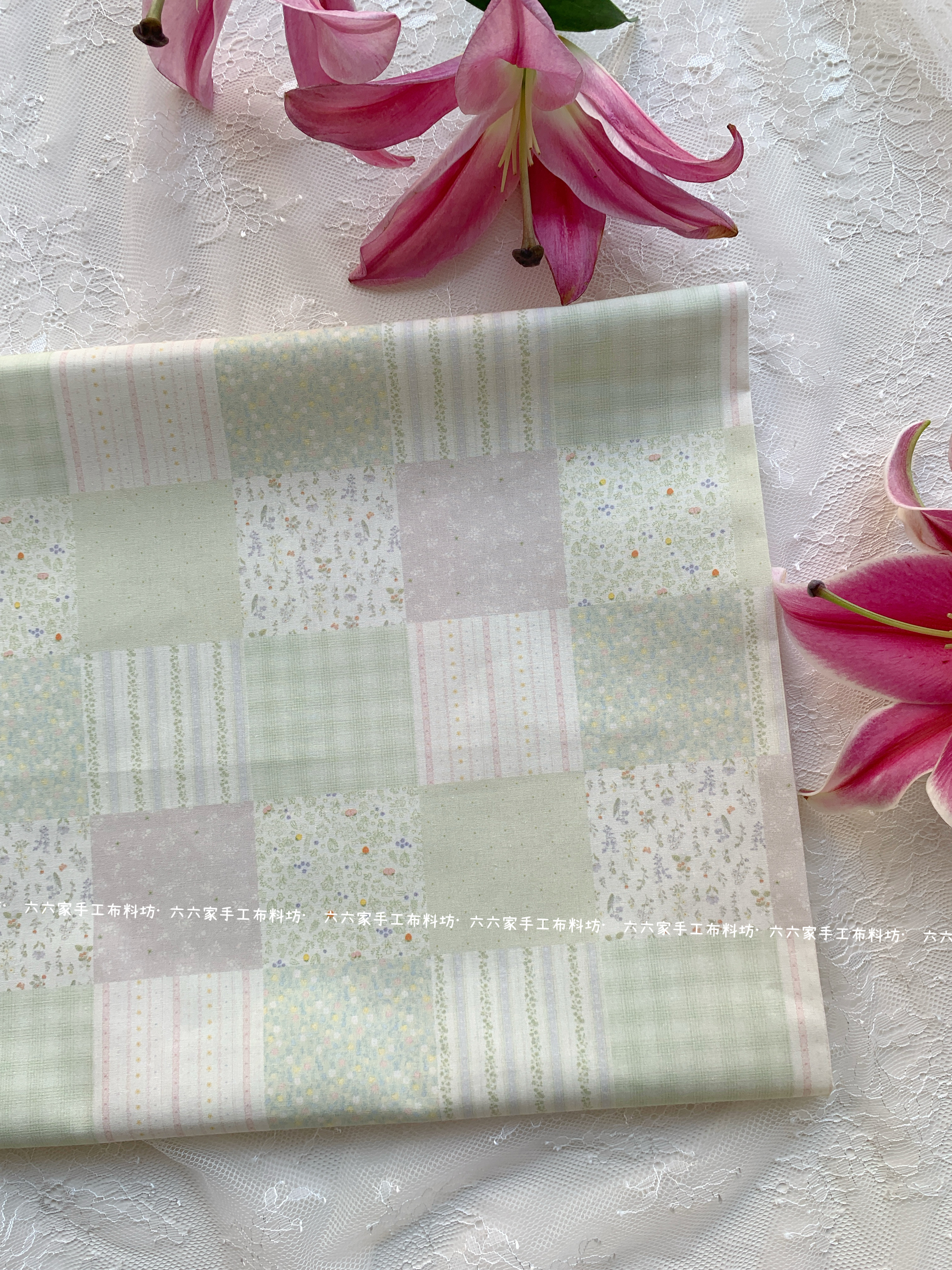 全棉40支布料2026早春绿色系拼布碎花格印花服装发饰包包手工diy,居家布艺,海绵垫/布料/面料/手工diy,淘宝优惠券,粉丝福利购,淘宝优惠卷
