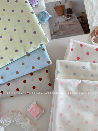 全棉60支印花面料百搭ins韩系经典波点家居服发饰童装包包diy布料