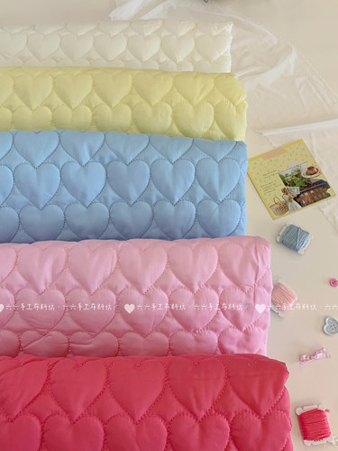 全棉印花爱心绗棉布料ins马卡龙纯色面料家居服发饰包包diy布料