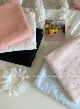 全棉双层纱布料纯色波点韩系百搭家居服发饰童装睡衣睡裤diy布料