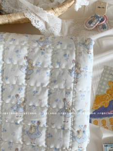 全棉格子绗棉印花布料ins蓝碎花小女孩发饰服装包包手工diy面料