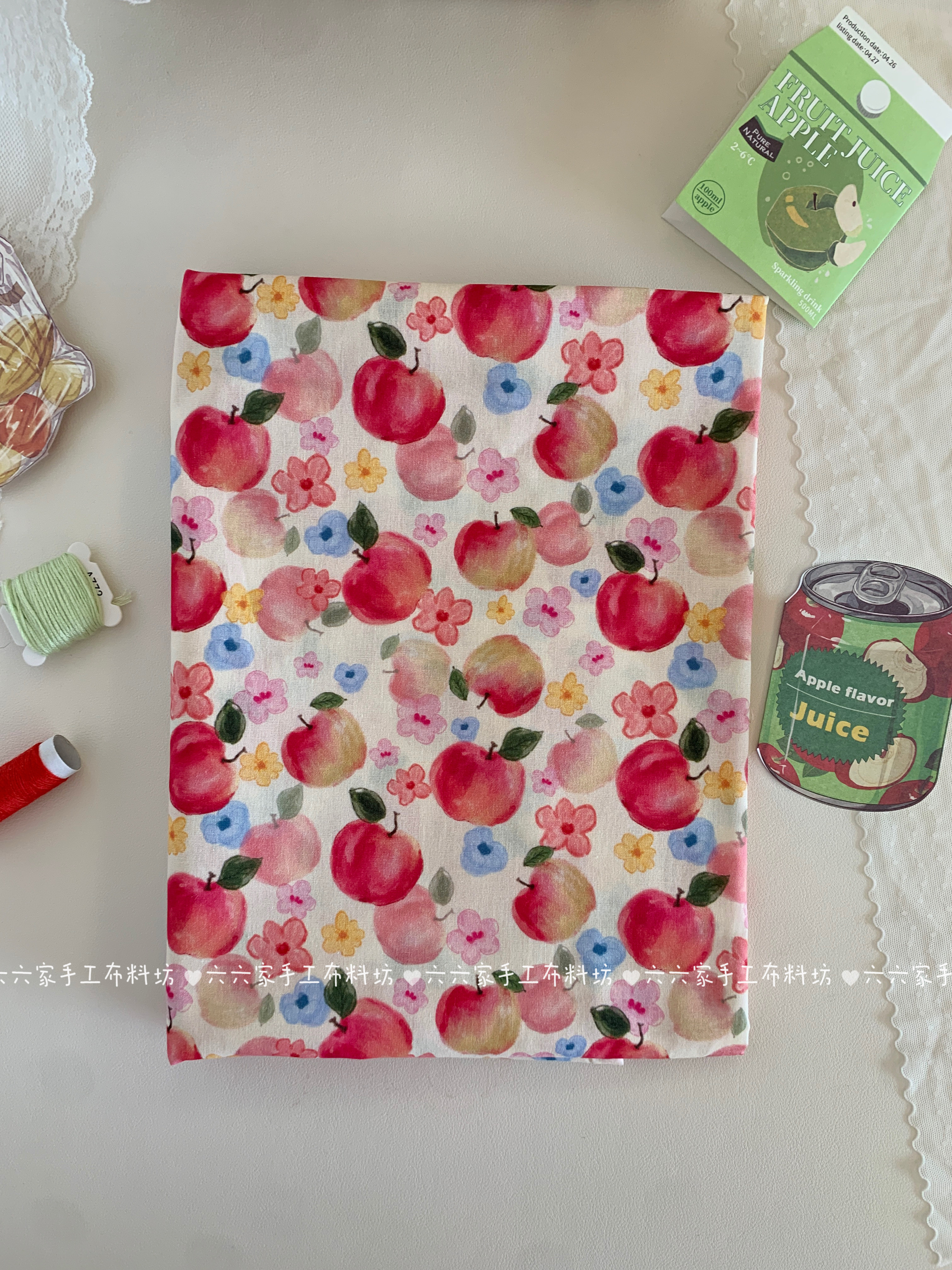 全棉40支印花面料ins韩系水果花花苹果家居服发饰童装手工diy布料,居家布艺,海绵垫/布料/面料/手工diy,淘宝优惠券,粉丝福利购,淘宝优惠卷