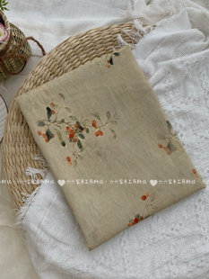 天丝苎麻数码印花面料新中式复古风国风碎花布童装连衣裙女装旗袍