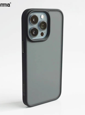 Comma适用于苹果13promax撞色防摔壳13pro软边保护套13磨砂透黑壳