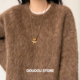 DOUDOUSTORE沙金小马毛衣链项链女金色吊坠中式 复古金属简约百搭