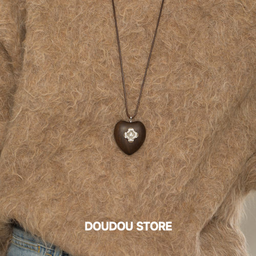 doudoustore木质爱心项链