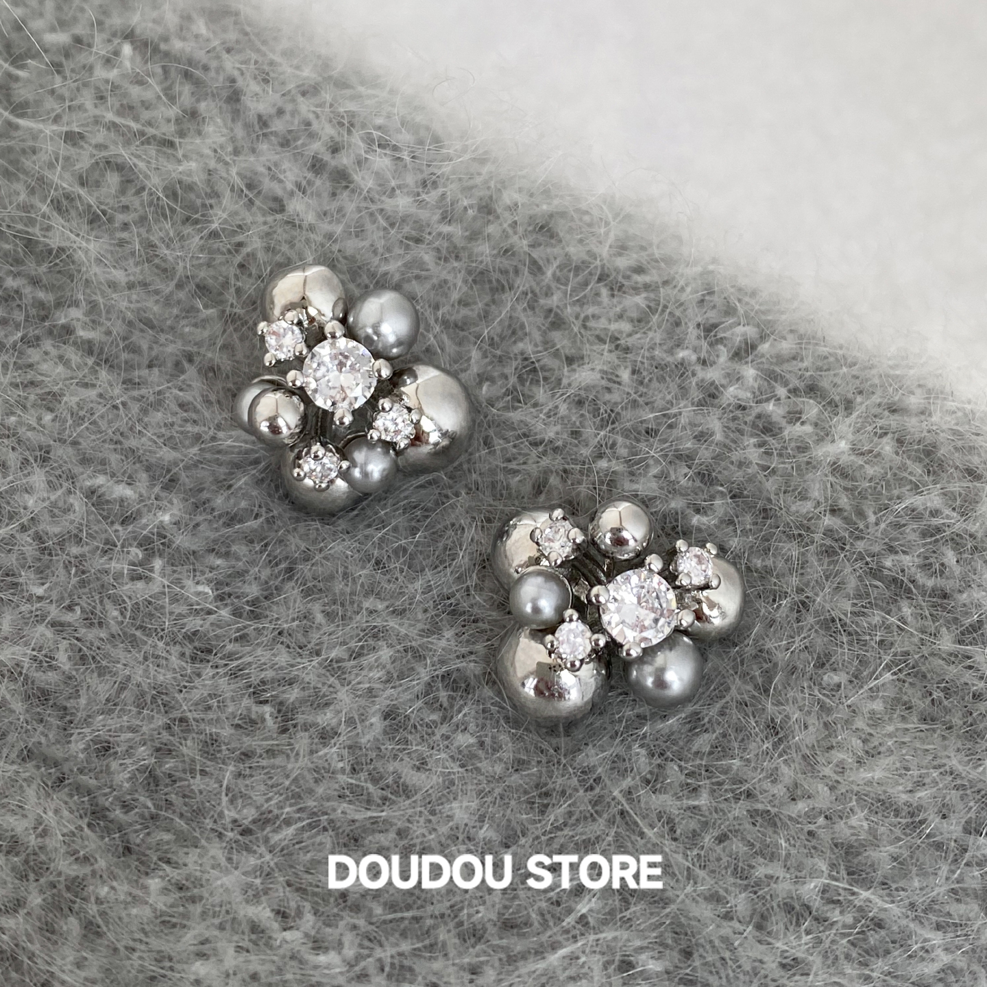 doudoustore珍珠烟花锆石耳钉