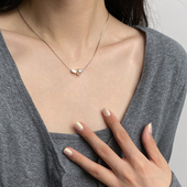 DOUDOUSTORE保色简单几何方块珍珠蛇骨链项链气质百搭颈链锁骨链