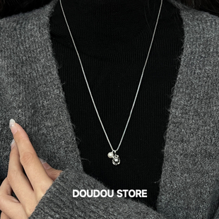 DOUDOUSTORE保色简约拼色珍珠项链毛衣链女可调节小巧长期主义ins
