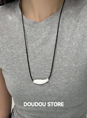 doudoustore拉丝几何黑皮绳项链
