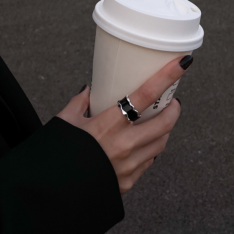 戒指高级感肌理黑色滴油戒指男女