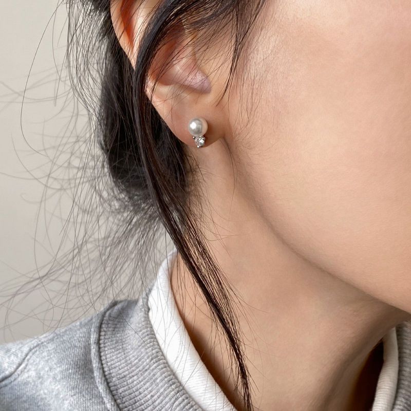 doudoustore珍珠锆石耳钉
