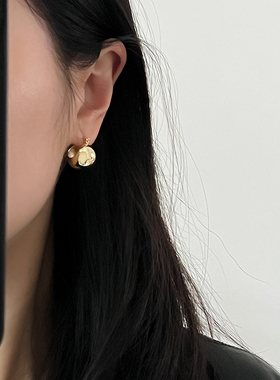 DOUDOUSTORE小版圆球fever同款金属质感耳扣耳环百搭圆形耳钉耳饰