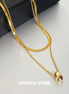 doudoustore金色双层蛇骨链