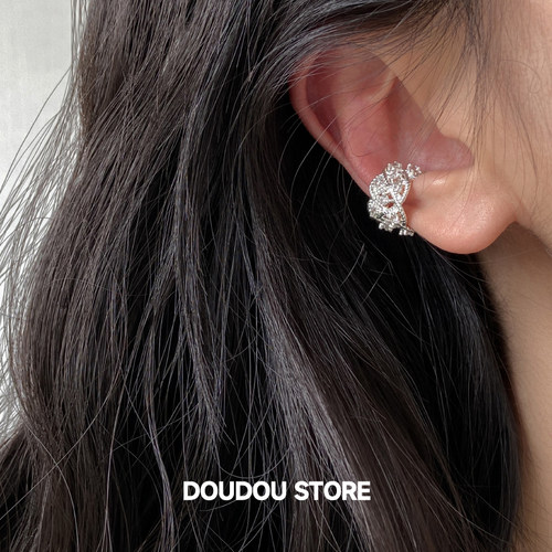 DOUDOUSTORE 蕾丝花边耳骨夹法式复古耳夹优雅气质通勤约会耳饰女