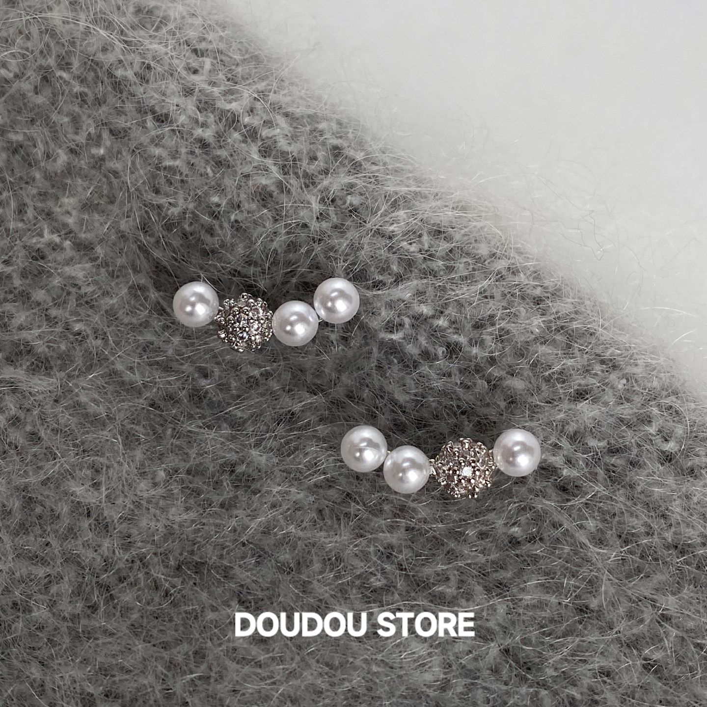 DOUDOUSTORE925银针珍珠弧度小耳钉女白色珍珠 微笑一字弧形百搭,饰品/流行首饰/时尚饰品新,耳钉,淘宝优惠券,粉丝福利购,淘宝优惠卷