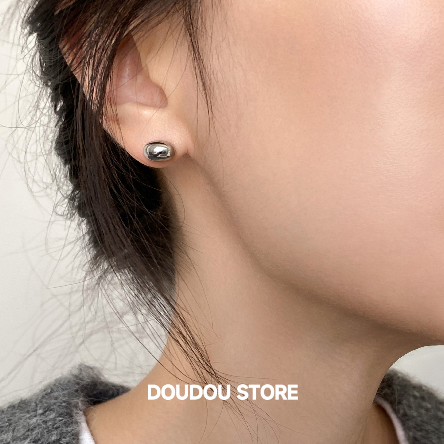 DOUDOUSTORE925银针简约椭圆几何圆球光面金属耳钉耳环新款百搭,饰品/流行首饰/时尚饰品新,耳钉,淘宝优惠券,粉丝福利购,淘宝优惠卷