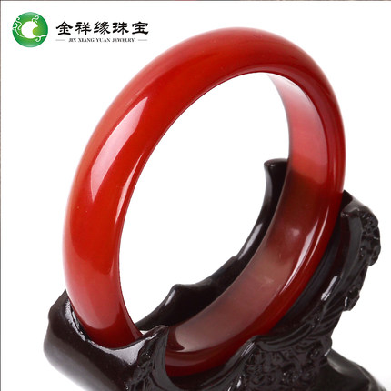 金祥缘 天然正品红玛瑙手镯原色民族风女款镯子玉镯女款带证书