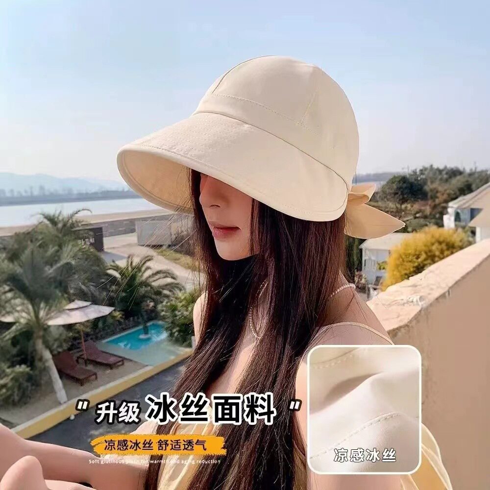 防晒帽子女款2025新款防紫外线遮阳帽大头围鸭舌渔夫帽海边太阳帽