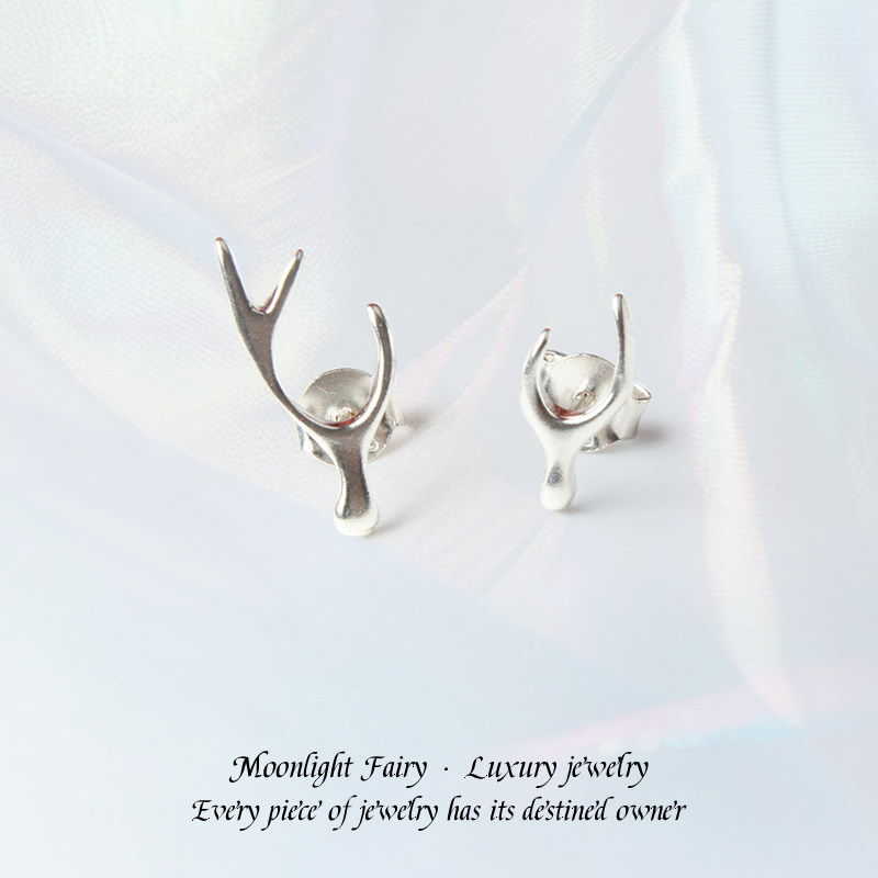 「鹿角守护」原创耳钉女S925纯银耳环小众设计送女友闺蜜生日礼物