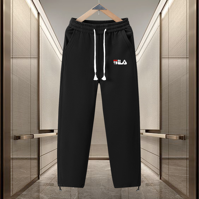 秋季新款斐家裤子男生宽松运动裤冬季加绒加厚直筒休闲阔腿长裤子