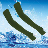 军绿色户外骑行开车手套臂套自行车运动防晒袖 夏季 遮阳漏指冰袖 套