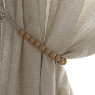 北欧天然原木简约现代中式磁吸磁铁绑带窗帘配饰装饰挂绳束带包邮