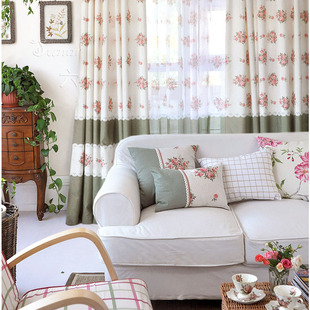 经典英伦玫瑰 美式乡村复古 天然亚麻印花窗帘窗纱定制 新奥斯汀