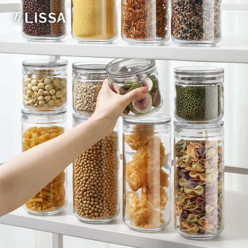 LISSA五谷杂粮密封罐透明玻璃储存收纳罐燕麦绿豆干货食品分装瓶