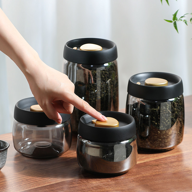 避光茶叶罐抽真空储茶罐食品级玻璃收纳茶叶盒空盒防潮密封储存罐,餐饮具,茶叶罐,淘宝优惠券,粉丝福利购,淘宝优惠卷