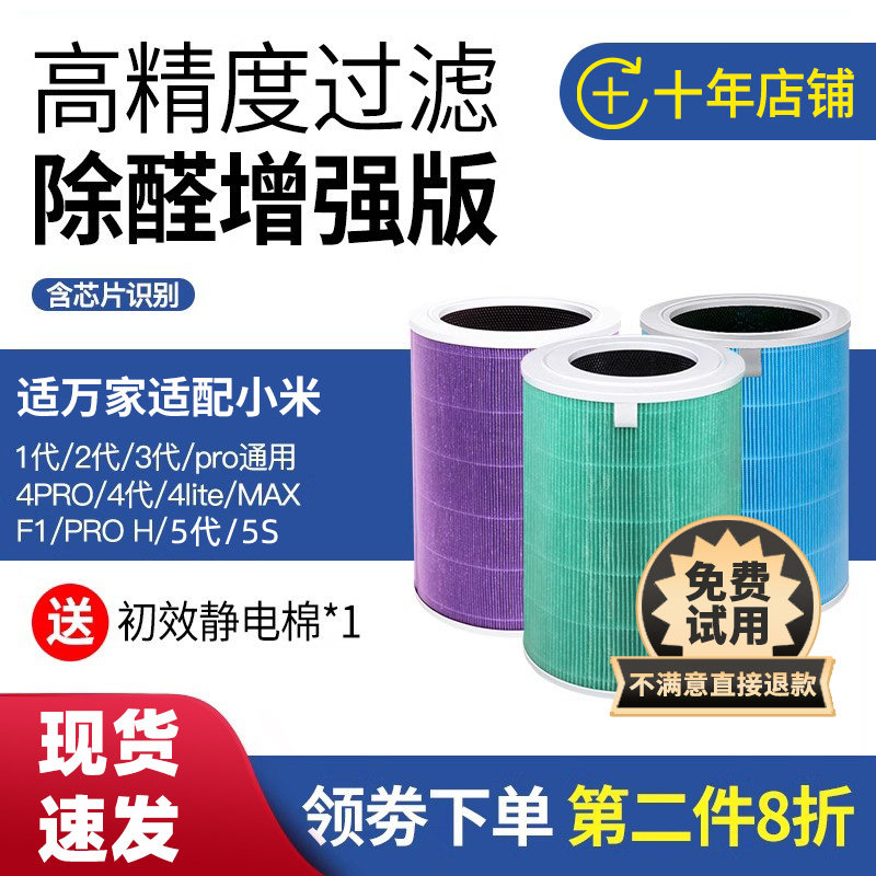 适配小米空气净化器过滤芯网米家1代/2S/pro/3/4lite/MAX/F1H新风