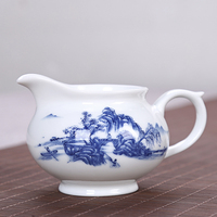家用青花瓷公道杯功夫茶具茶海陶瓷分茶器茶水分离杯匀杯白瓷盛茶