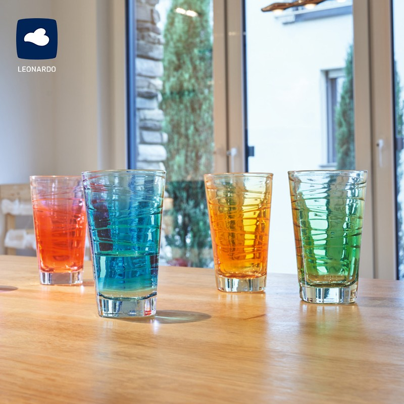 德国Leonardo|Vario系列进口水晶玻璃水杯色彩旋涡彩色冷饮杯家用