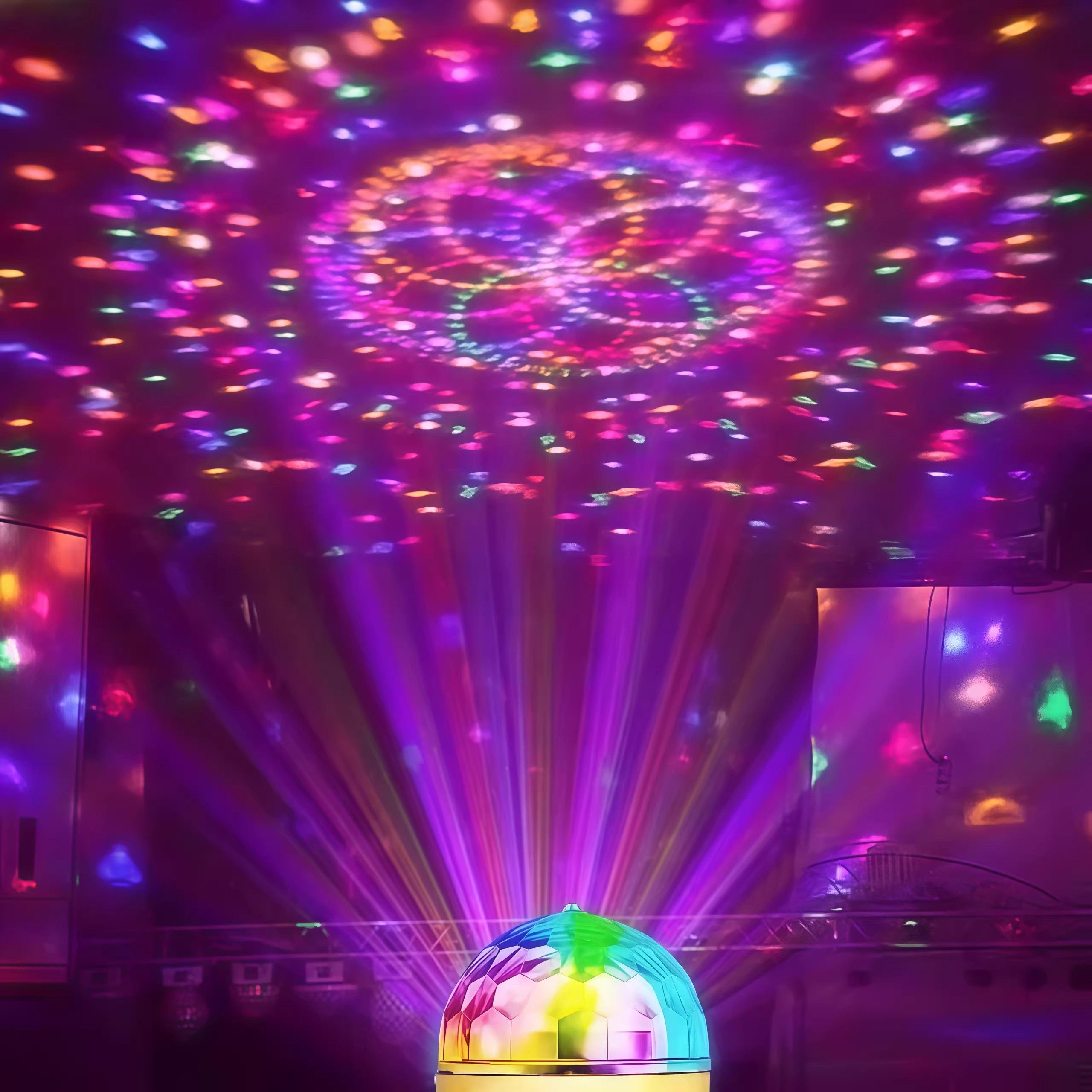 KTV旋转彩灯舞台灯氛围灯家庭跳舞蹦迪家用喜庆七彩水晶魔球灯泡,家装灯饰光源,氛围灯,淘宝优惠券,粉丝福利购,淘宝优惠卷