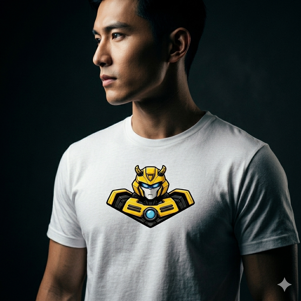 大黄蜂黑白色纯棉短袖T恤衫夏休闲百搭半截袖上衣男动漫重磅简约t