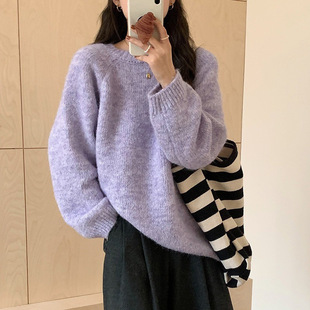 加厚上衣 韩版 慵懒风大码 毛衣女秋冬新款 感百搭软糯套头针织衫
