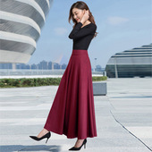 纯色毛呢半身裙女高腰显瘦a字裙加厚保暖冬裙气质长裙子 秋冬新款