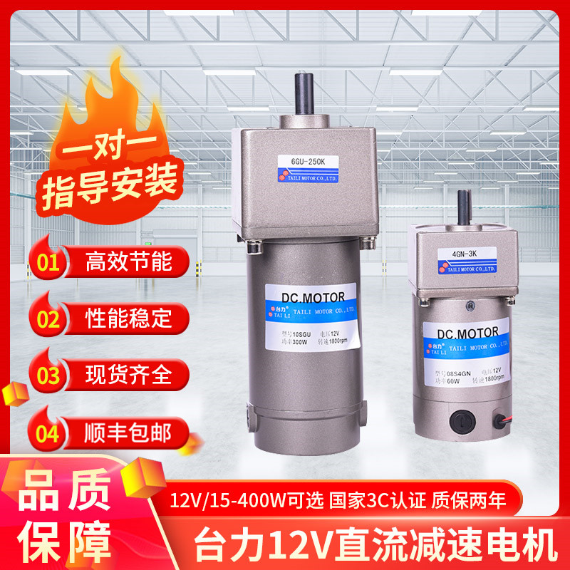 台力直流有刷减速电机12v24V48v可调速300w正反转/大扭矩微型马达