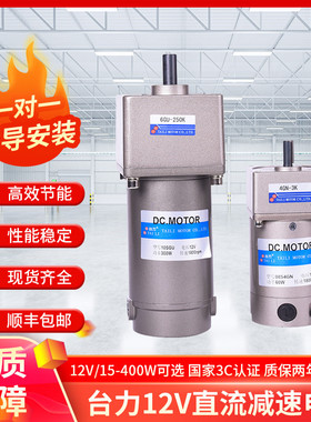 台力直流有刷减速电机12v24V48v可调速300w正反转/大扭矩微型马达