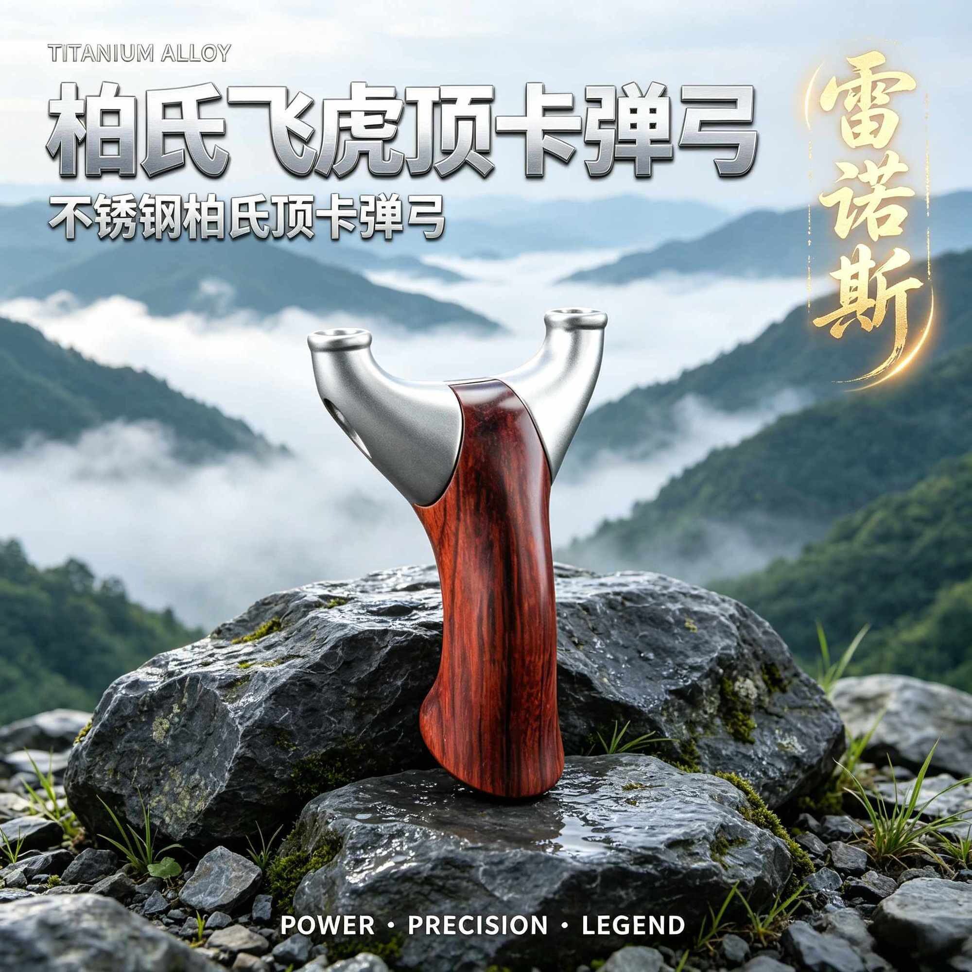 【雷诺斯正品】新款实木飞虎顶卡圆头反曲柏氏天罡精准实战弹弓图片
