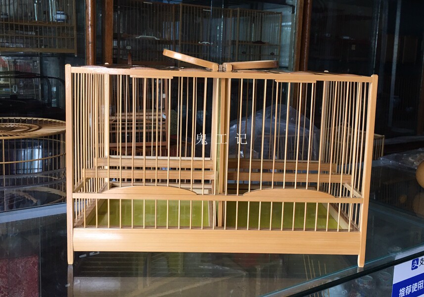 鸟笼【鬼工记】老竹精做左右双格绣眼笼 绣眼方笼—抛光 精工方笼
