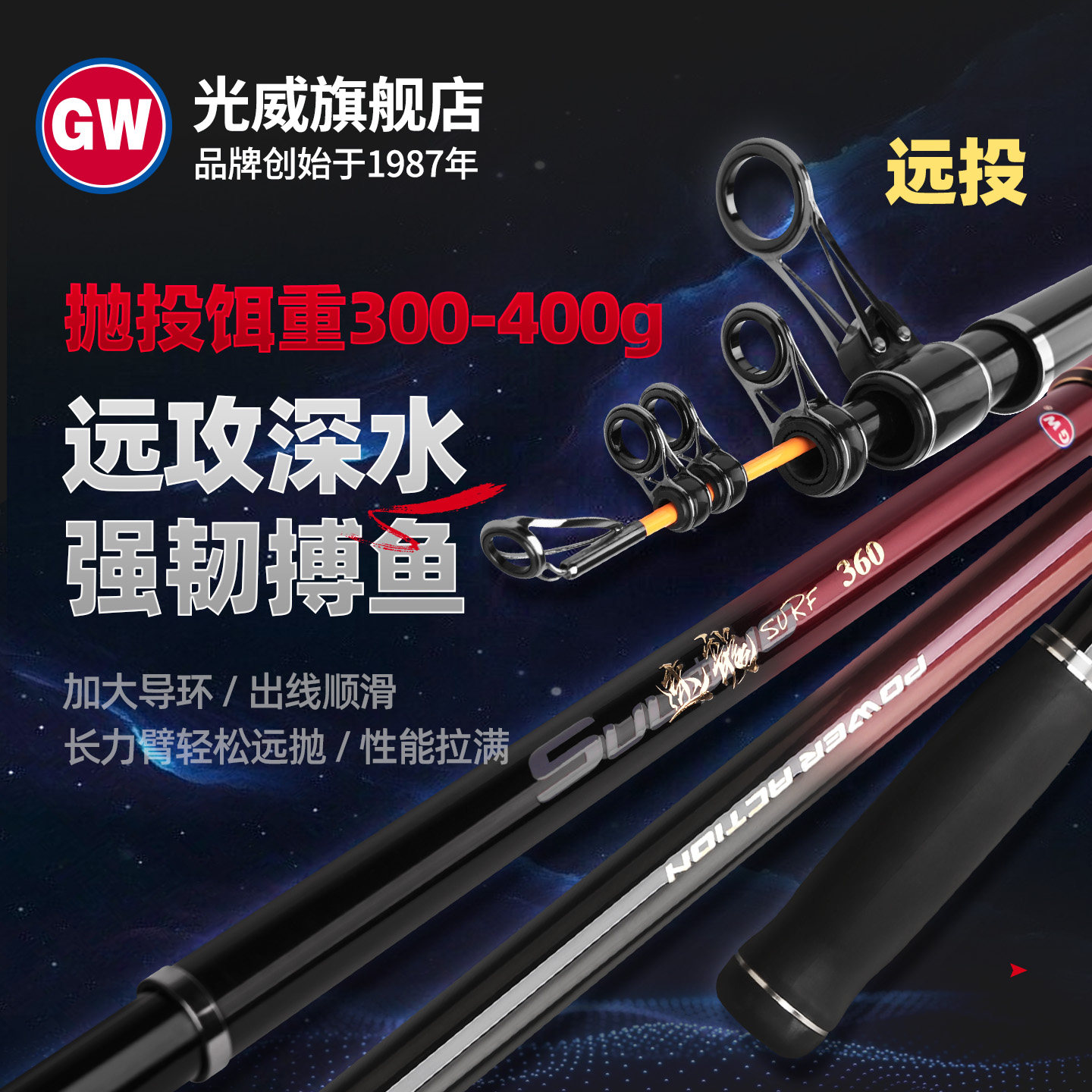 光威速龙surf远投海竿套装全套海钓淡水碳素超轻硬钓鱼竿抛竿甩竿 - 实物图