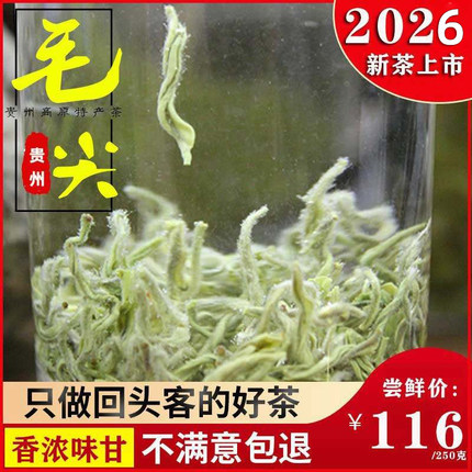 2026年新茶贵州毛尖高山绿茶毛尖茶叶明前特级春茶板栗浓香型简装