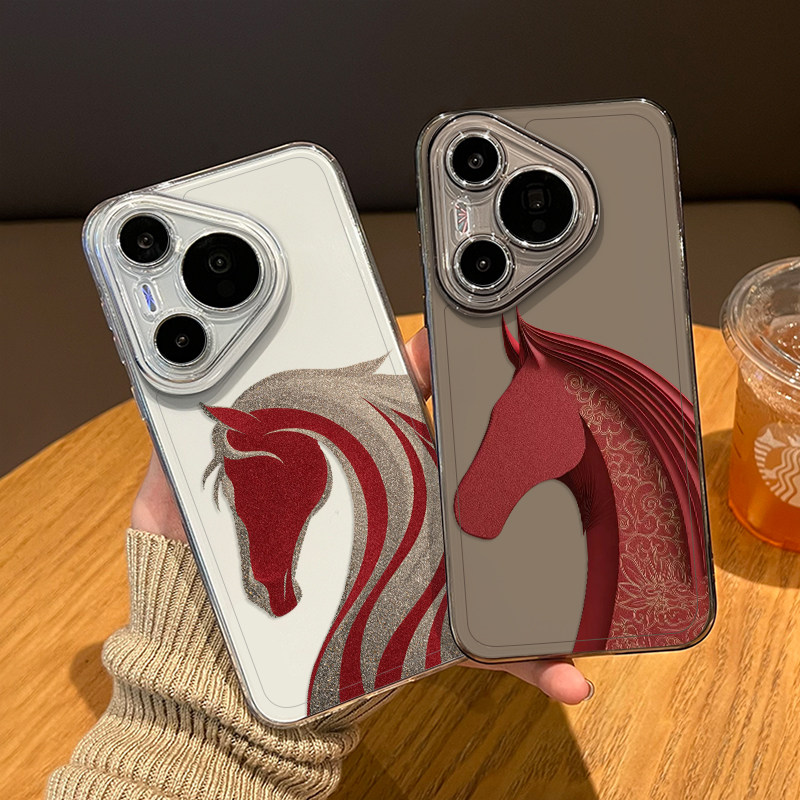 鎏金剪纸马手机壳适用华为pura80本命年pura70pro+新年p60过年50透明40新款ultra情侣30马年新中式限定红色男